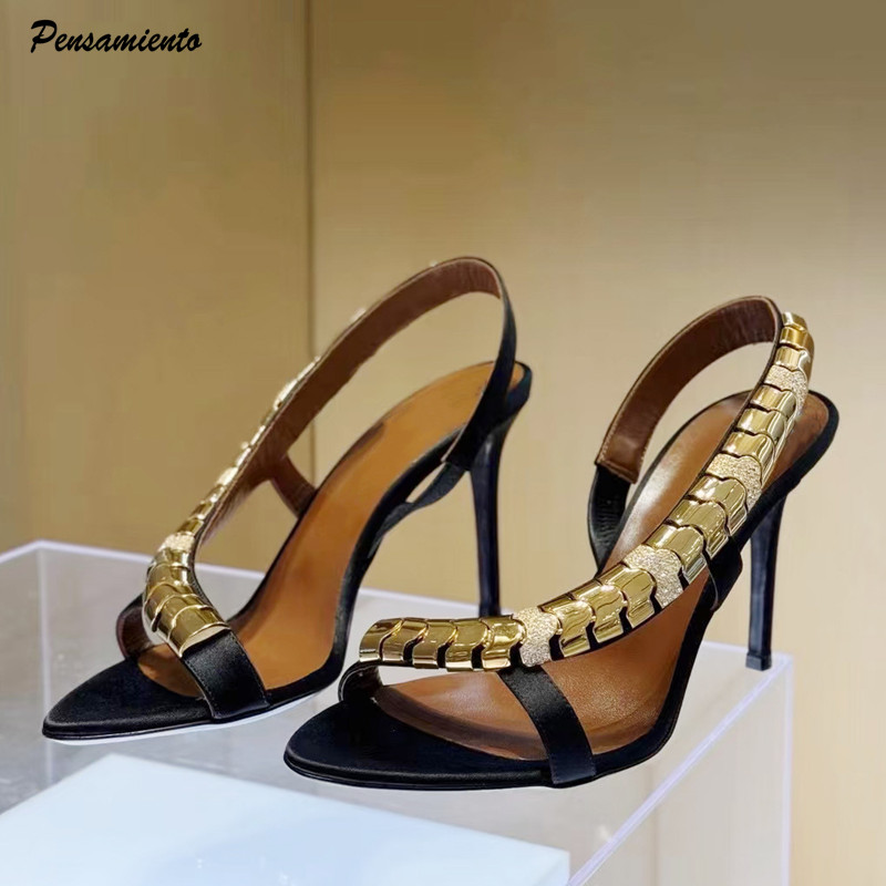 Rhinestone Sandal Women - Lüks Rhinestones Payetli Saten Kadın Gladyatör
