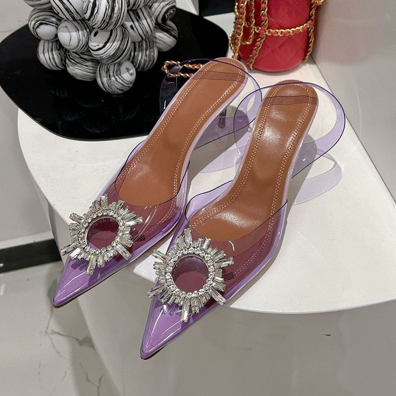 Clear Strap Heel - Sivri Burun Şeffaf PVC Ince Yüksek