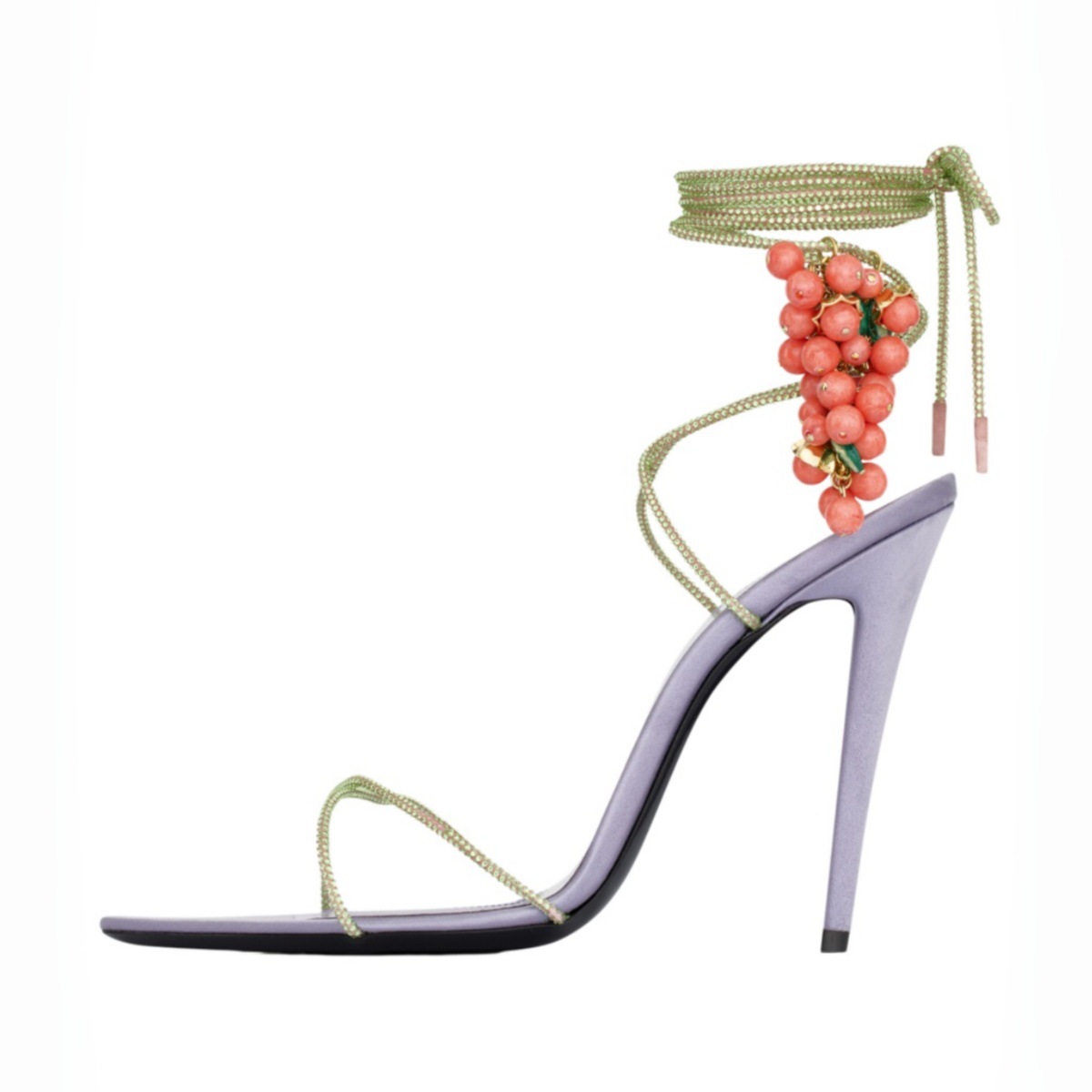 Rhinestone Sandal Women - Kadınlar için 3D Meyve Desenli, Taşlı,