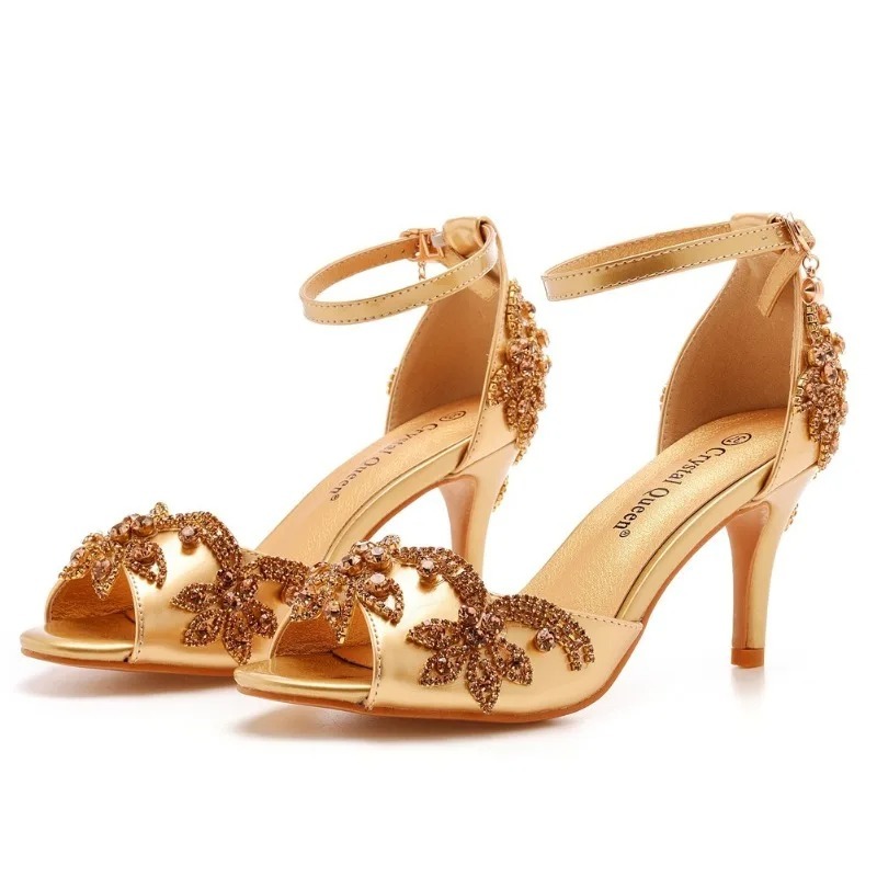 Rhinestone Sandal Women - Moda Tasarımcısı kadın ayakkabıları Lüks Taklidi