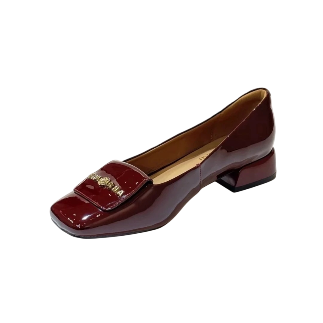 Wide Fit Heels - Kadın Retro Kare Burunlu Blok Topuklu