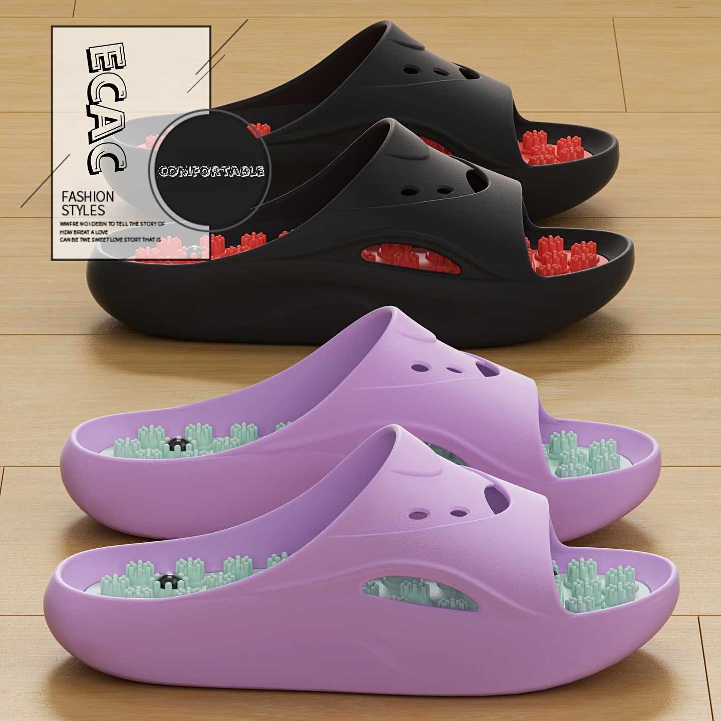 Women Shoes Size To Men - Kadın Erkek EVA Masaj Terlikleri Kalın