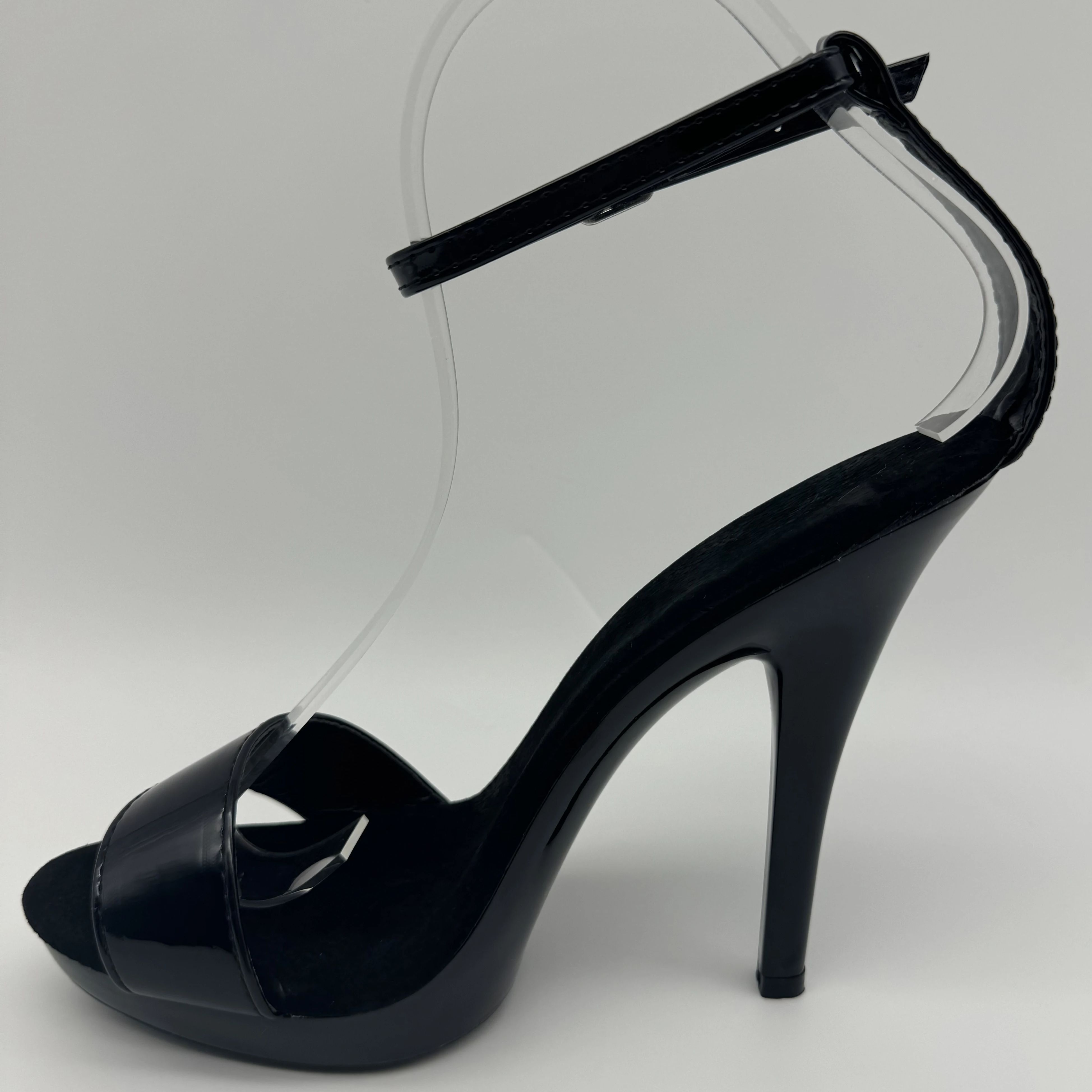 Wide Fit Heels - Siyah Patent Stilettos 13cm - Geniş
