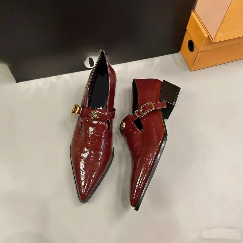 Mary Jane Shoes - Düz Tabanlı Kalın Tabanlı Sivri Burunlu