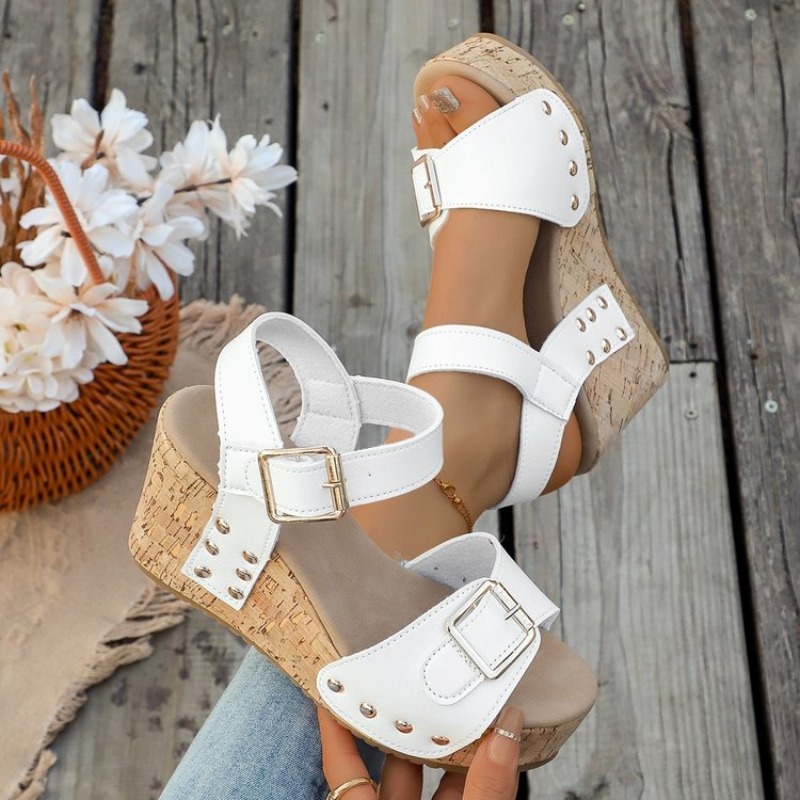Cork Wedge Sandal - Kadın Yazlık Dolgu Topuklu Sandaletler Platform