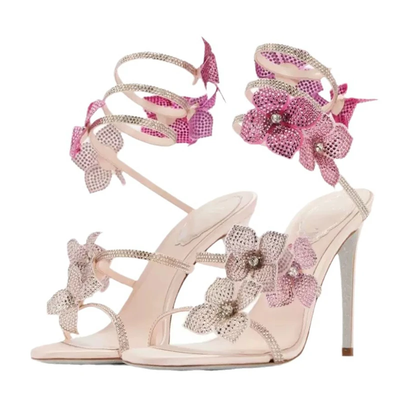 Peep Toe Heels - Eilyken Seksi KRISTAL Çiçek Ince Yüksek