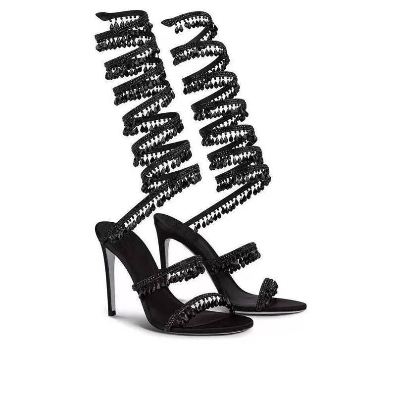 Rhinestone Sandal Women - Ince yüksek topuklu sandalet yaz yeni