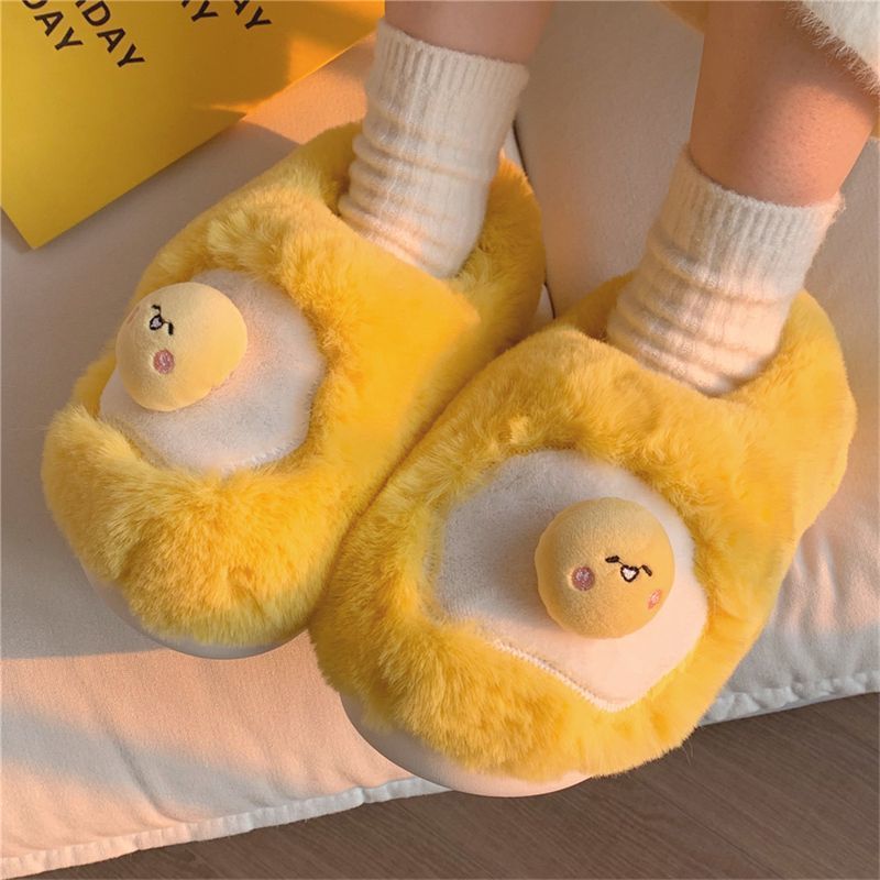 Women Shoes Winter - Yeni Sevimli Kızarmış Yumurta Şeklinde Peluş