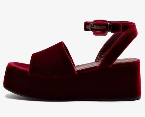 Bordo Kadife Yuvarlak Burnu Aç - Wedge Heeled Sneaker incelemesi ve fiyatı