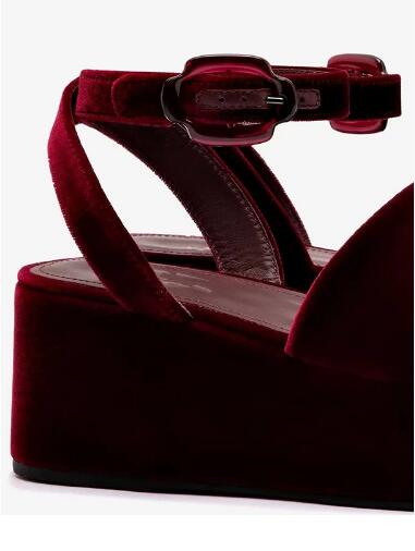 Bordo Kadife Yuvarlak Burnu Aç - Wedge Heeled Sneaker incelemesi ve fiyatı