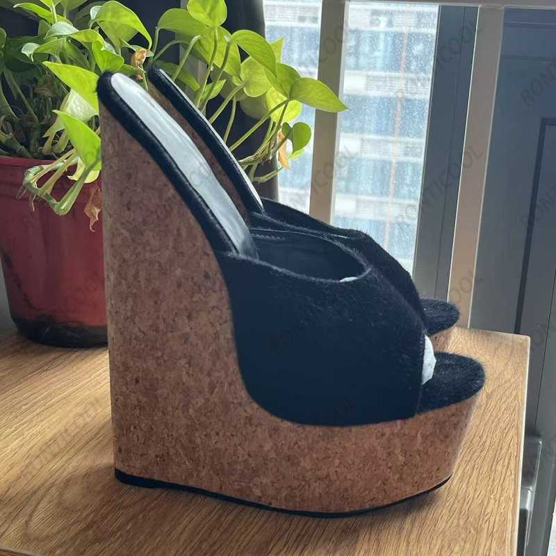 Ronticool El Yapımı Kadın Siya - Cork Wedge Sandal incelemesi ve fiyatı