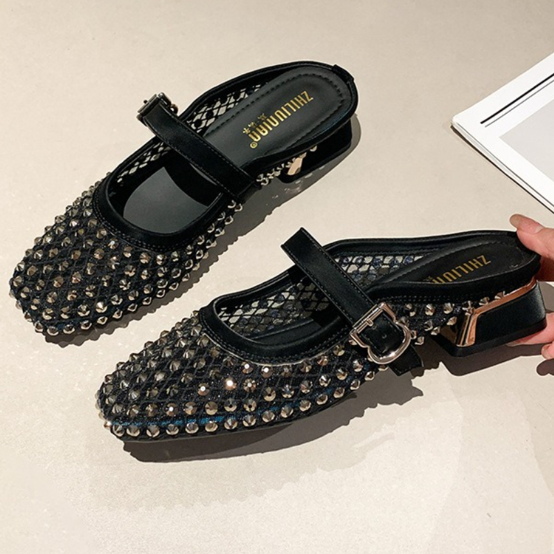 Örgü Taklidi Kalın Topuklu Ter - Rhinestone Sandal Women incelemesi ve fiyatı