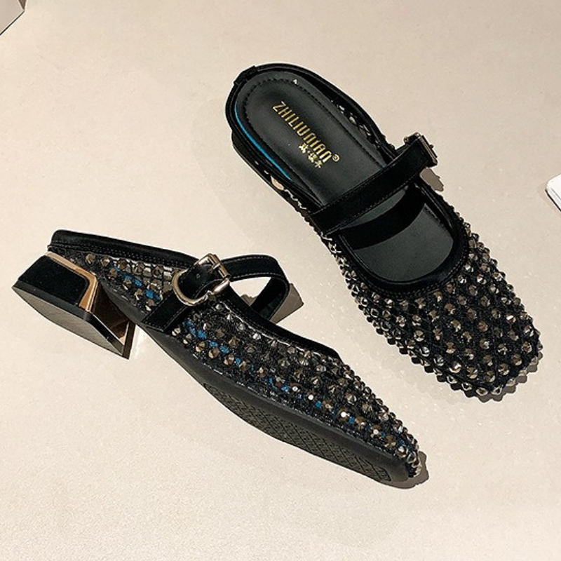 Örgü Taklidi Kalın Topuklu Ter - Rhinestone Sandal Women incelemesi ve fiyatı