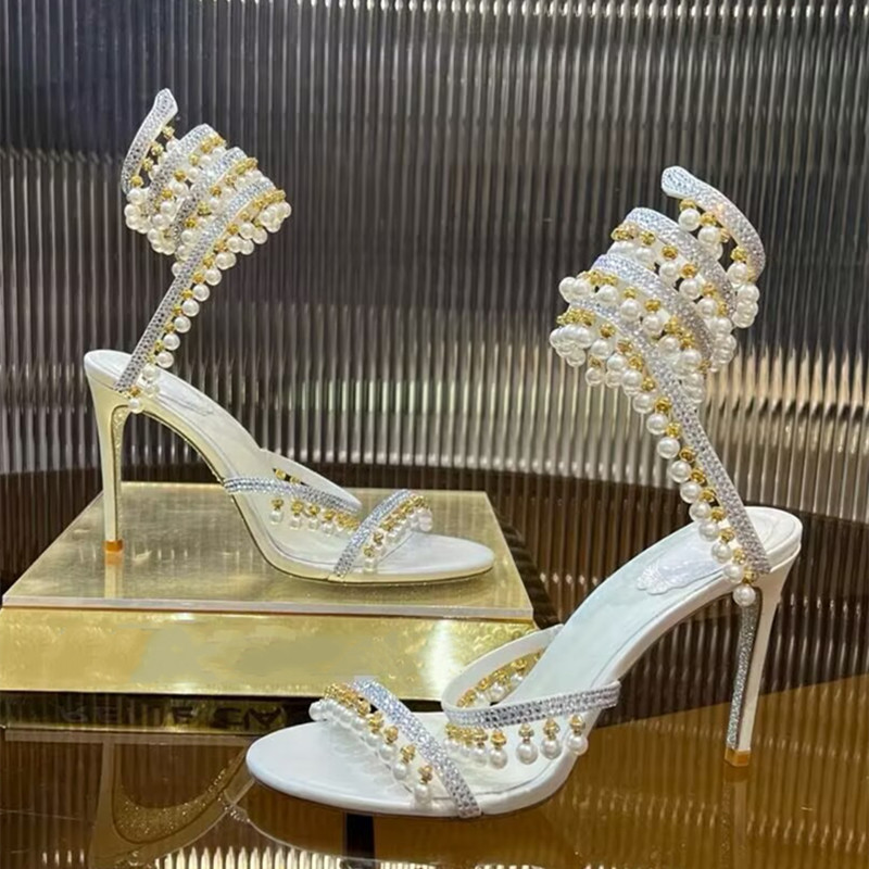Lüks Rhinestones İnciler Püskü - Rhinestone Sandal Women incelemesi ve fiyatı
