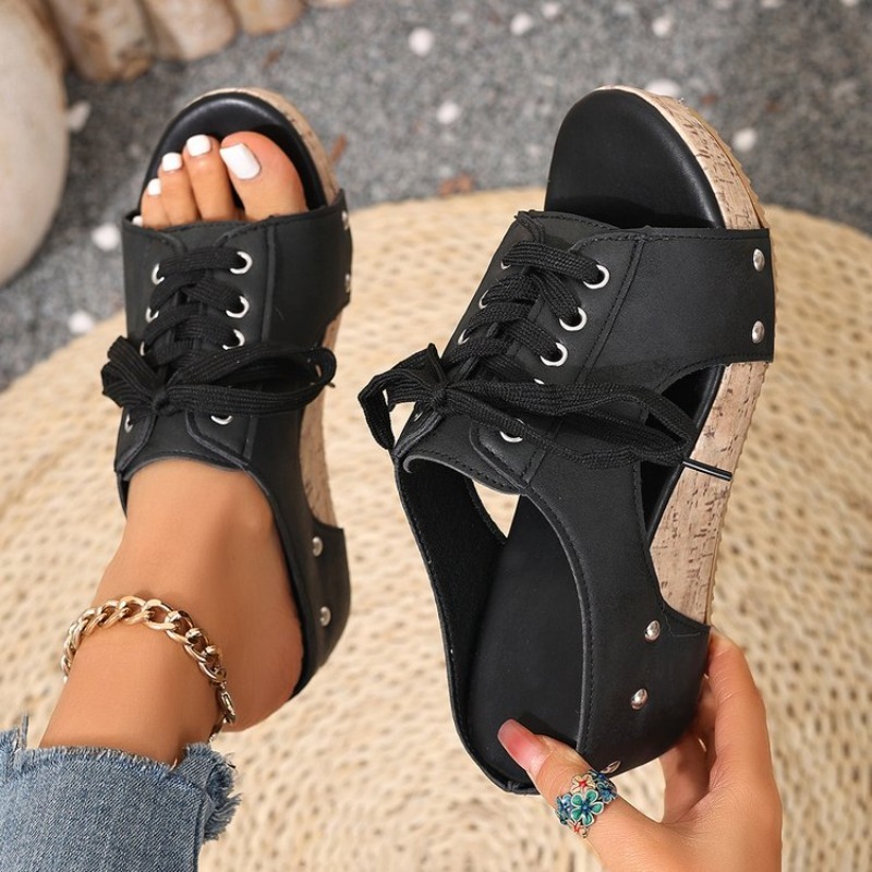 Kadın Sandaletleri, Açık Burun - Cork Wedge Sandal incelemesi ve fiyatı
