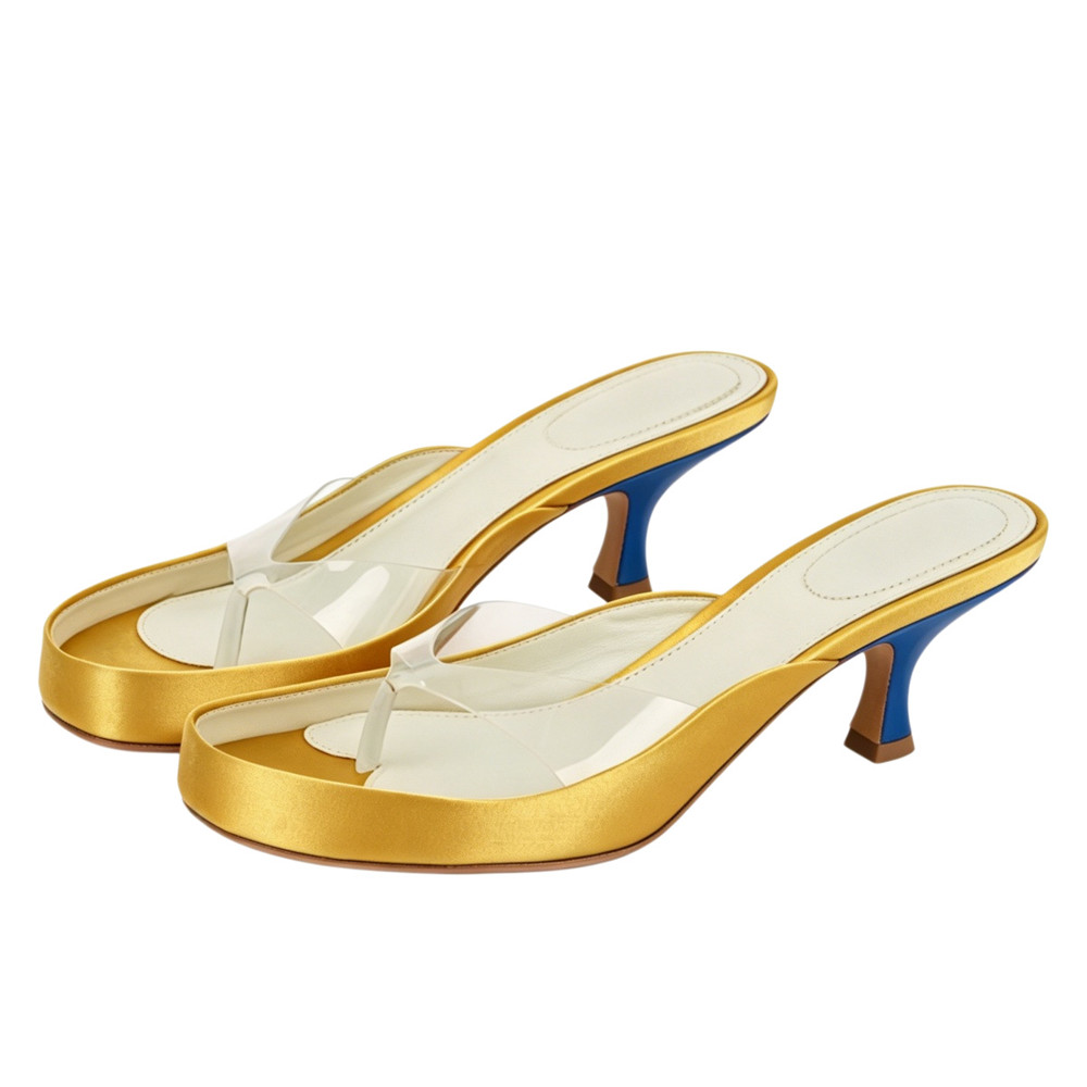 Kadınlar İçin Altın Saten Terl - Clear Strap Heel incelemesi ve fiyatı